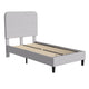 Light Grey,Twin |#| Platform Bed with Headboard-Lt Grey Fabric Upholstery-Twin-No Foundation Needed