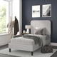 Light Grey,Twin |#| Platform Bed with Headboard-Lt Grey Fabric Upholstery-Twin-No Foundation Needed