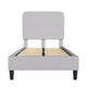 Light Grey,Twin |#| Platform Bed with Headboard-Lt Grey Fabric Upholstery-Twin-No Foundation Needed