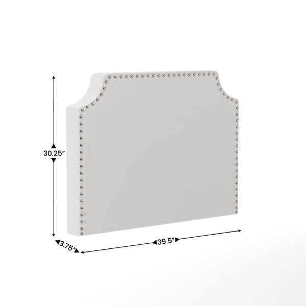 White LeatherSoft |#| Contoured Twin Headboard with 2 Power Outlets, 1 USB and 1 USB-C Port in White