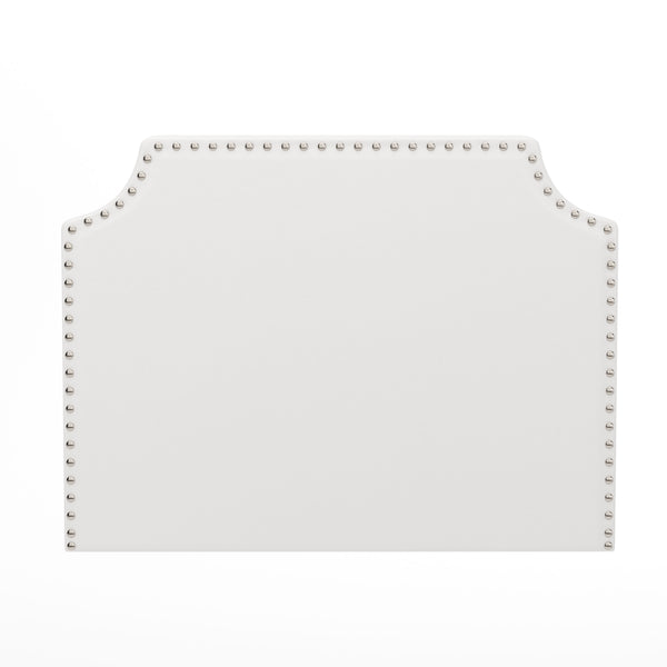 White LeatherSoft |#| Contoured Twin Headboard with 2 Power Outlets, 1 USB and 1 USB-C Port in White