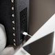 Gray Linen |#| Contoured Twin Headboard with 2 Power Outlets, 1 USB and 1 USB-C Port in Gray