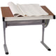 Adjustable Drawing and Drafting Table with Pewter Frame and Lower Supply Tray