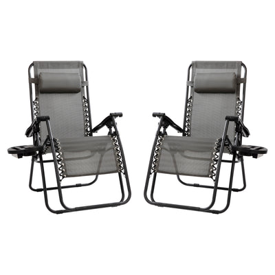 2 Pack Adjustable Mesh Zero Gravity Lounge Chair with Cup Holder Tray - View 1