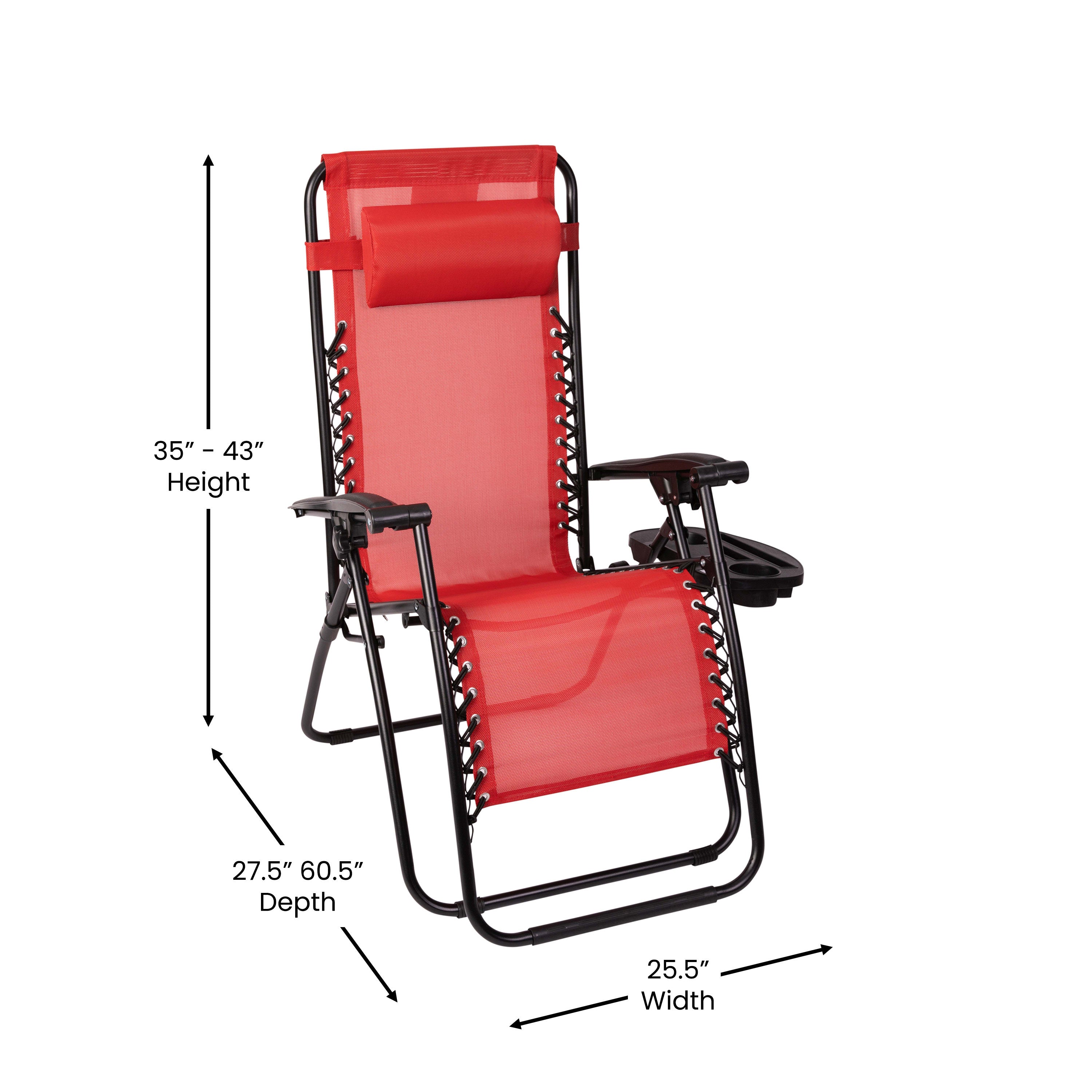 Zero gravity chair cup holder attachment clearance