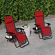 Red |#| 2 Pack Adjustable Mesh Zero Gravity Lounge Chair with Cup Holder Tray - Red