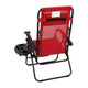 Red |#| 2 Pack Adjustable Mesh Zero Gravity Lounge Chair with Cup Holder Tray - Red