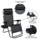 Black |#| 2 Pack Adjustable Mesh Zero Gravity Lounge Chair with Cup Holder Tray - Black