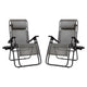 Gray |#| 2 Pack Adjustable Mesh Zero Gravity Lounge Chair with Cup Holder Tray - Gray
