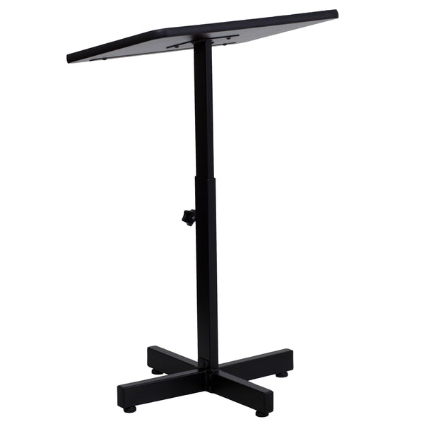 Adjustable Height Slanted Top Metal Lectern in Mahogany