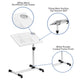 White |#| White Adjustable Height Steel Mobile Tilt Top Computer Desk w/ Top & Bottom Lip