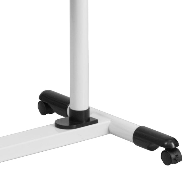 White |#| White Adjustable Height Steel Mobile Tilt Top Computer Desk w/ Top & Bottom Lip