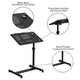 Black |#| Black Adjustable Height Steel Mobile Tilt Top Computer Desk w/ Top & Bottom Lip