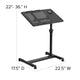 Black |#| Black Adjustable Height Steel Mobile Tilt Top Computer Desk w/ Top & Bottom Lip