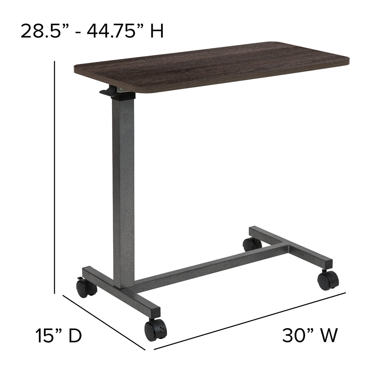 Adjustable Overbed Table with Wheels for Home and Hospital-Rolling Bedside Table