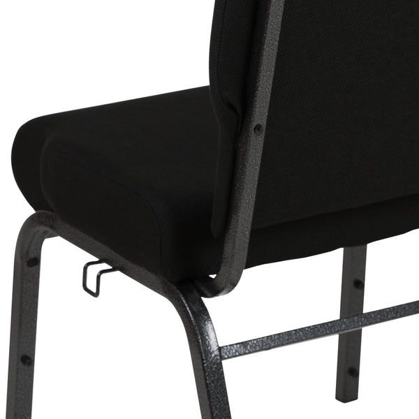 Black Fabric/Silver Vein Frame |#| 20.5inch Black Molded Foam Stacking Church Chair