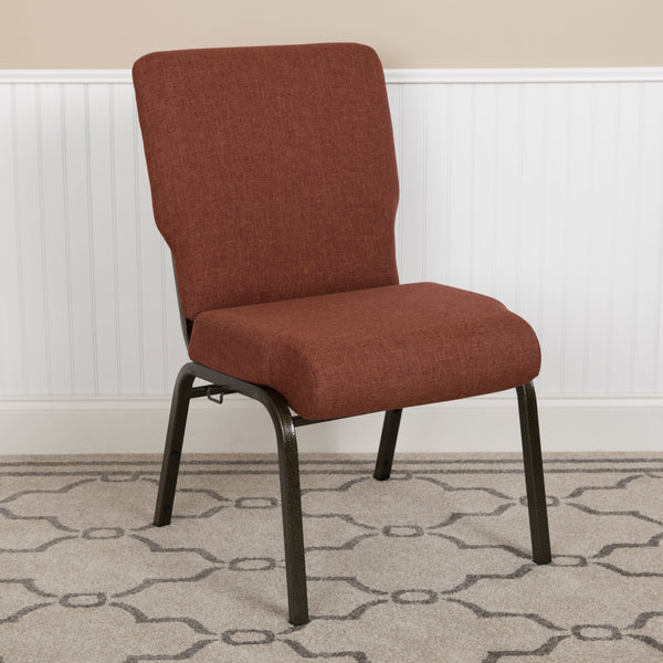 Stacking Auditorium Chair with 20.5inch Seat - Cinnamon Fabric/Gold Vein Frame