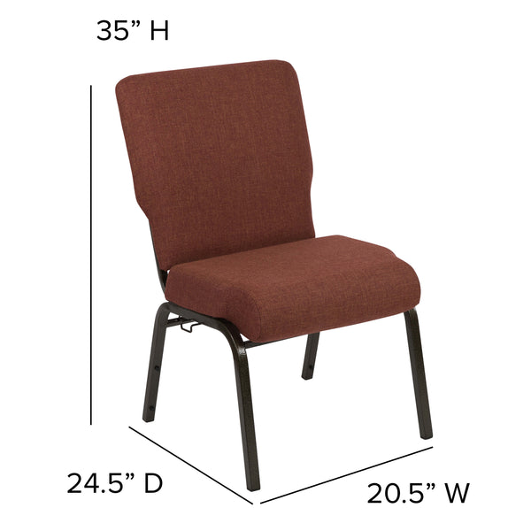 Stacking Auditorium Chair with 20.5inch Seat - Cinnamon Fabric/Gold Vein Frame