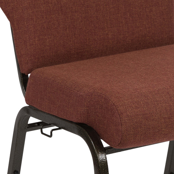 Stacking Auditorium Chair with 20.5inch Seat - Cinnamon Fabric/Gold Vein Frame