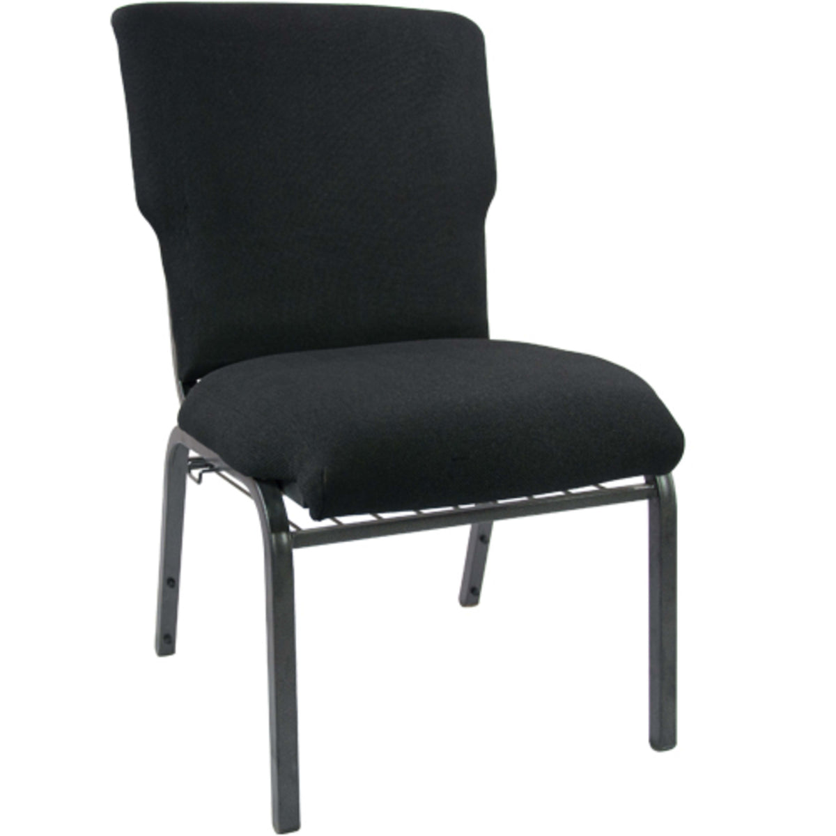 Black Fabric/Silver Vein Frame |#| Black Discount Church Chair - 21 in. Wide