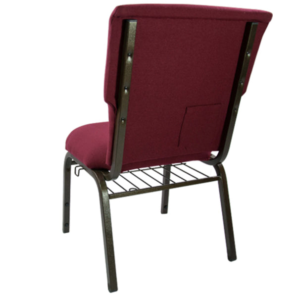 Maroon Fabric/Gold Vein Frame |#| Maroon Discount Church Chair - 21 in. Wide