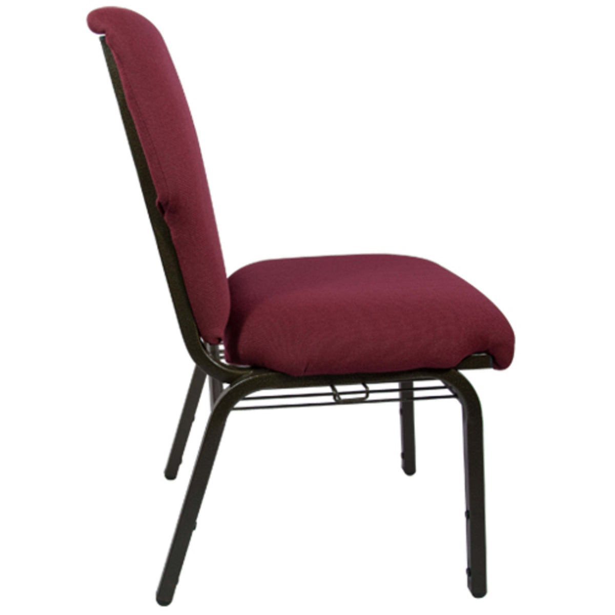 Maroon Fabric/Gold Vein Frame |#| Maroon Discount Church Chair - 21 in. Wide