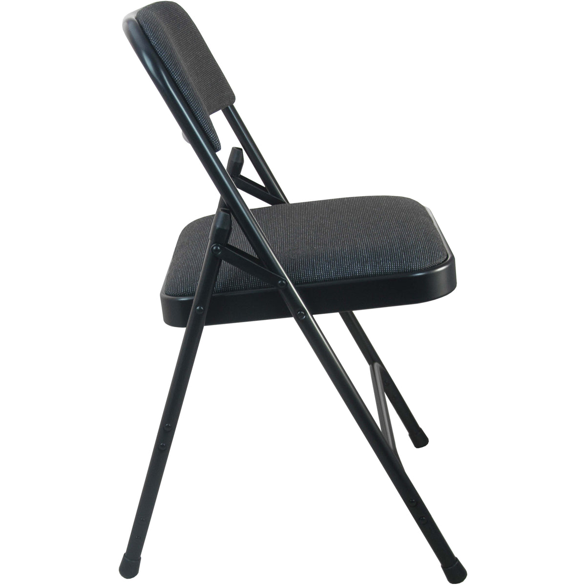 Black Fabric/Black Frame |#| Black Padded Metal Folding Chair - Black 1-in Fabric Seat