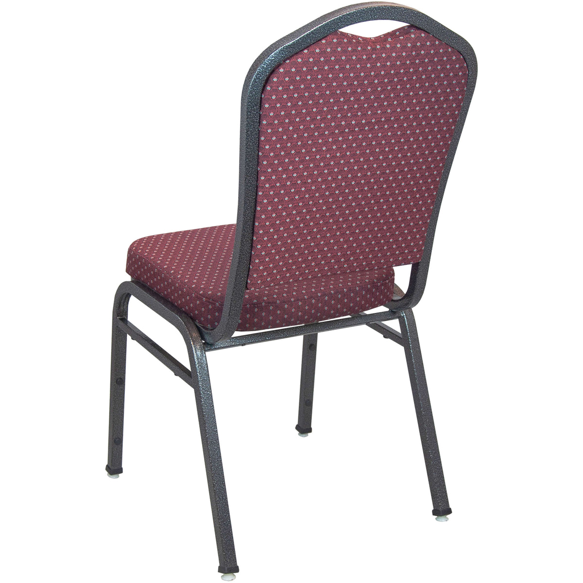Burgundy Patterned Fabric/Silver Vein Frame |#| Premium Burgundy-patterned Crown Back Banquet Chair - Silver Vein