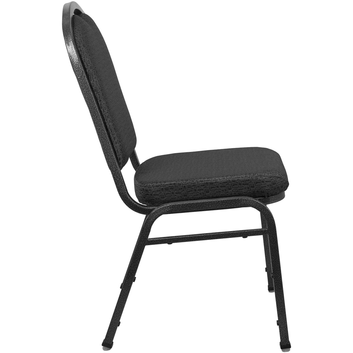 Black Patterned Fabric/Silver Vein Frame |#| Premium Patterned Black Crown Back Banquet Chair