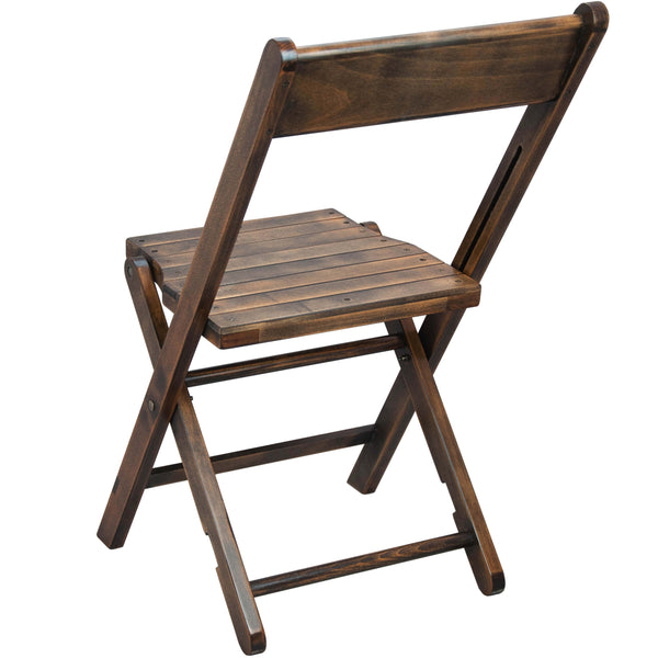 Slatted Wood Folding Wedding Chair - Event Chair - Antique Black