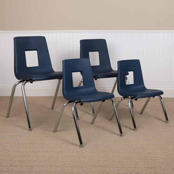 Navy |#| Navy Student Stack Chair 12inchH Seat - School Classroom Chair - Daycare Chair