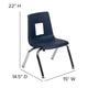 Navy |#| Navy Student Stack Chair 12inchH Seat - School Classroom Chair - Daycare Chair