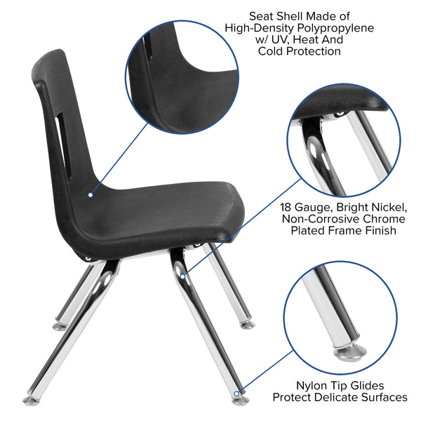 Black |#| Black Student Stack Chair 12inchH Seat - School Classroom Chair - Daycare Chair