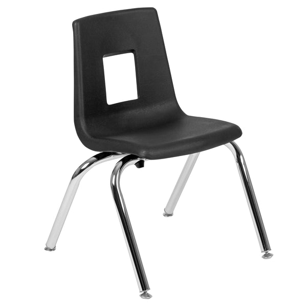 Black |#| Black Student Stack Chair 14inchH Seat - School Classroom Chair for K-2