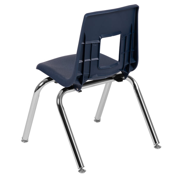 Navy |#| Navy Student Stack Chair 14inchH Seat - School Classroom Chair for K-2