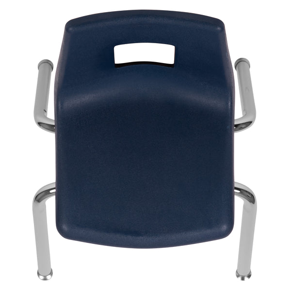 Navy |#| Navy Student Stack Chair 14inchH Seat - School Classroom Chair for K-2