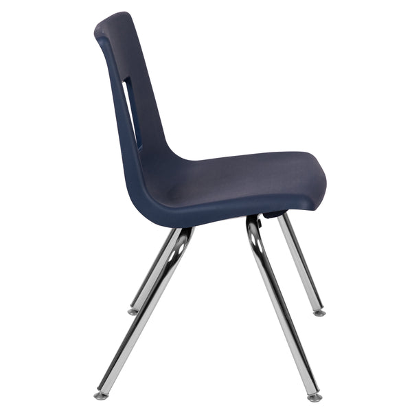 Navy |#| Navy Student Stack Chair 16inchH Seat - School Classroom Chair for 3rd-7th Grade