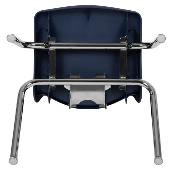 Navy |#| Navy Student Stack Chair 16inchH Seat - School Classroom Chair for 3rd-7th Grade