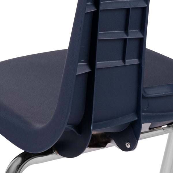 Navy |#| Navy Student Stack Chair 16inchH Seat - School Classroom Chair for 3rd-7th Grade