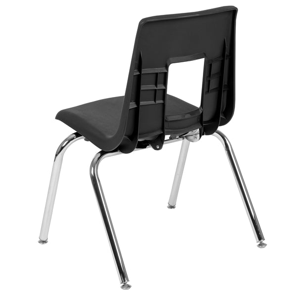 Black |#| Black Student Stack Chair 16inchH Seat - School Classroom Chair for 3rd-7th Grade
