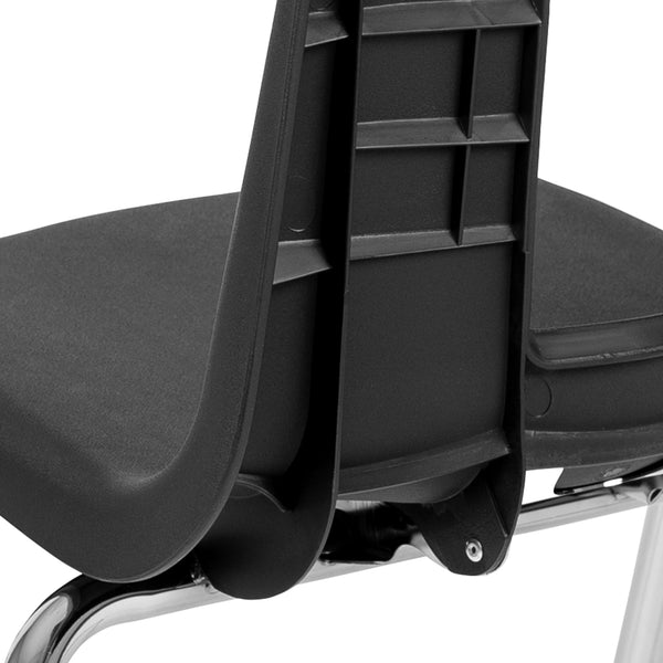 Black |#| Black Student Stack Chair 18inchH Seat - Classroom Chair for Middle-High-Adults