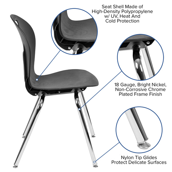 Black |#| Comfort Molded Black Student Stack Chair-Classroom Chair for Middle-High-Adults