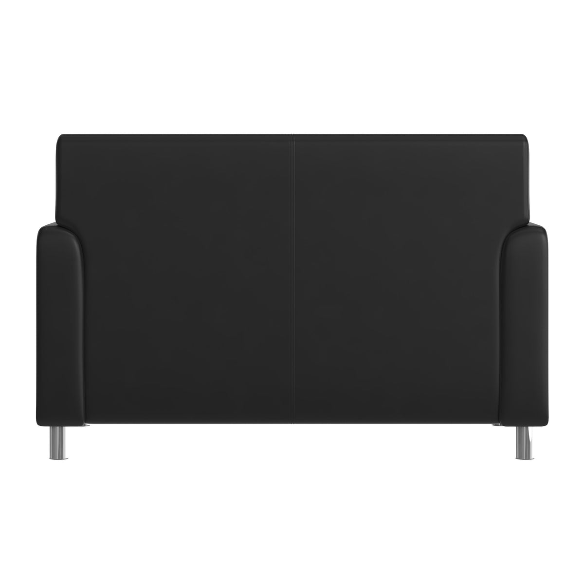 Black/Chrome Legs |#| LeatherSoft Reception Loveseat - Chrome Legs-AC/USB/USB-C Charging Ports-Black