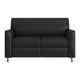 Black/Chrome Legs |#| LeatherSoft Reception Loveseat - Chrome Legs-AC/USB/USB-C Charging Ports-Black