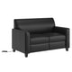 Black/Wood Legs |#| Black LeatherSoft Loveseat w/ Clean Line Stitched Frame - Reception Seating