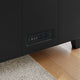 Black/Wood Legs |#| Black LeatherSoft Loveseat w/ Clean Line Stitched Frame - Reception Seating