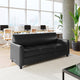 Black/Wood Legs |#| Black LeatherSoft Sofa with Clean Line Stitched Frame - Reception Seating