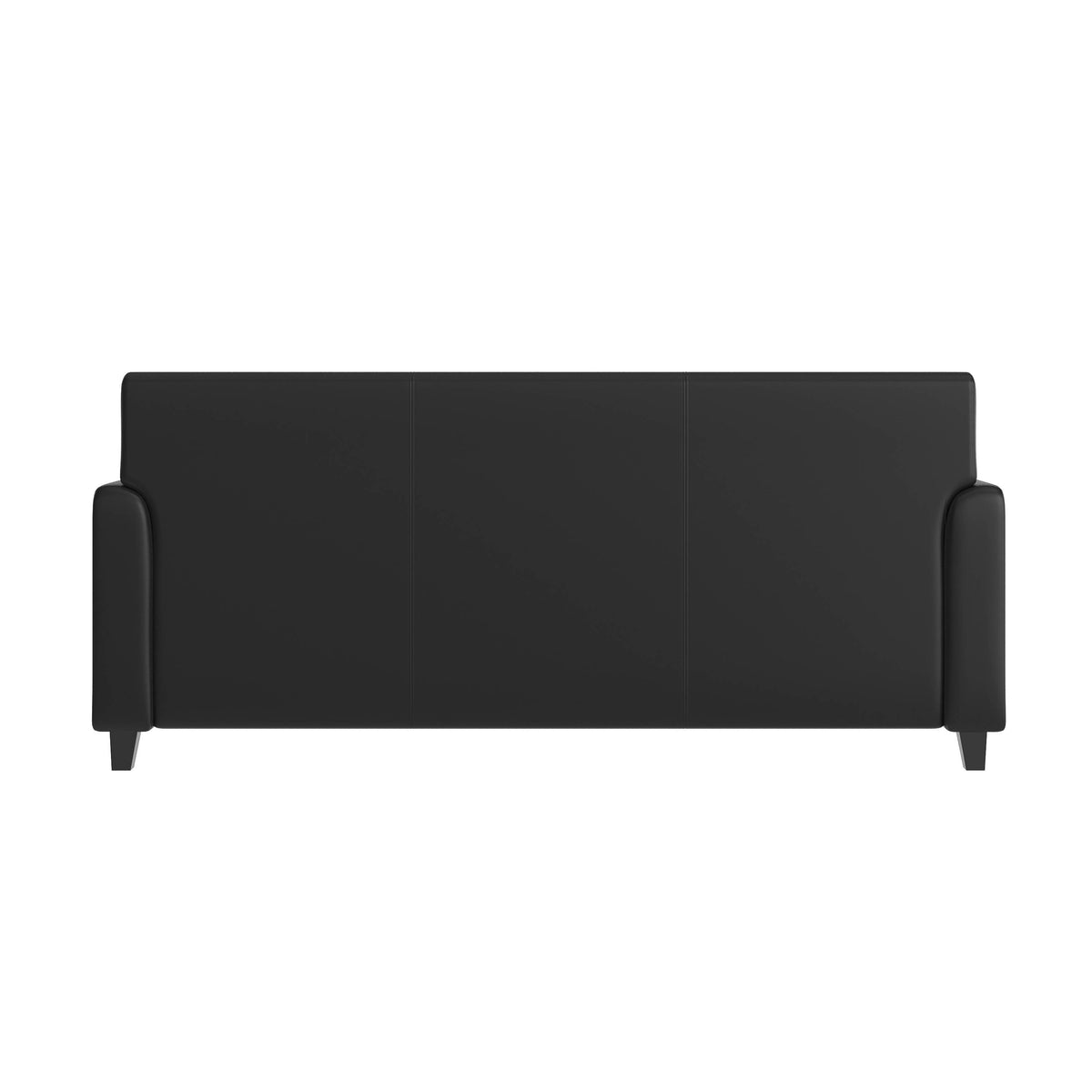 Black/Wood Legs |#| Black LeatherSoft Sofa with Clean Line Stitched Frame - Reception Seating