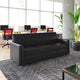 Black/Chrome Legs |#| LeatherSoft Reception Sofa with Chrome Legs-AC/USB/USB-C Charging Ports-Black