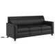 Black/Wood Legs |#| Black LeatherSoft Sofa with Clean Line Stitched Frame - Reception Seating